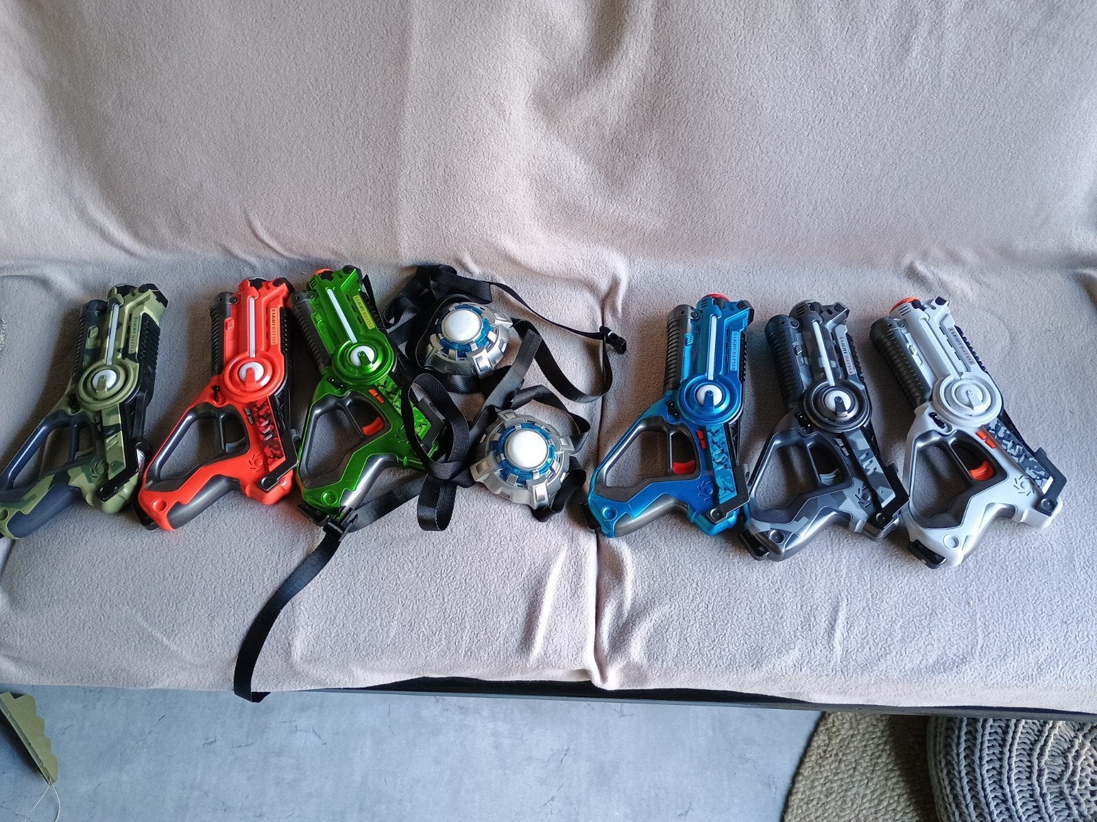 Lasergame set - 6 geweren en 2 vesten light battle, Ophalen, Gebruikt