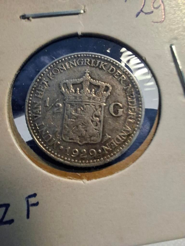 Nederland 1/2 Gulden 1929 Koningin Wilhelmina Zilver, ½ gulden, Verzenden, Zilver, Koningin Wilhelmina