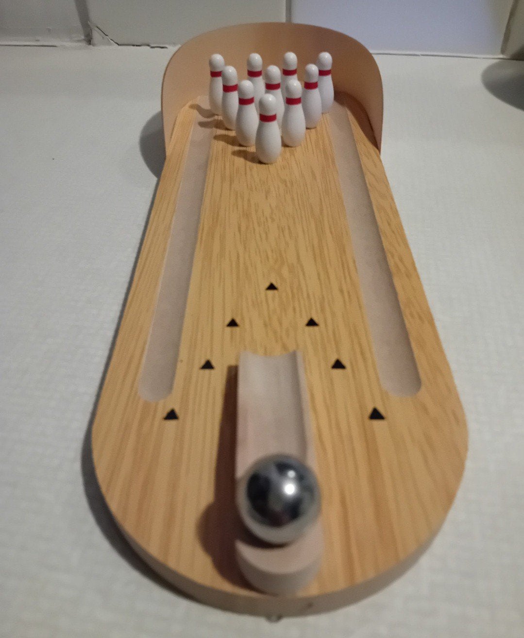 Mini Bowlingbaan Spel - Compact en Leuk voor Thuis, Ophalen of Verzenden, Zo goed als nieuw, Jongen of Meisje