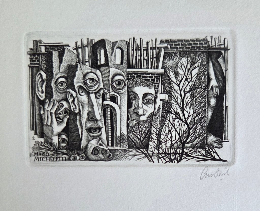 Exlibris / Ex libris Lou Strik, 1990, verloren maskers, Verzenden