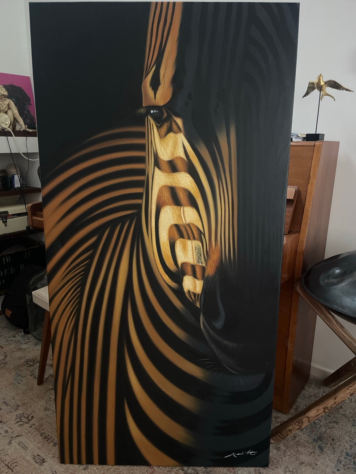 Uniek handgeschilderd olieverfschilderij - Zebra, Antiek en Kunst, Ophalen, Handgeschilderd, Olieverf, Dieren