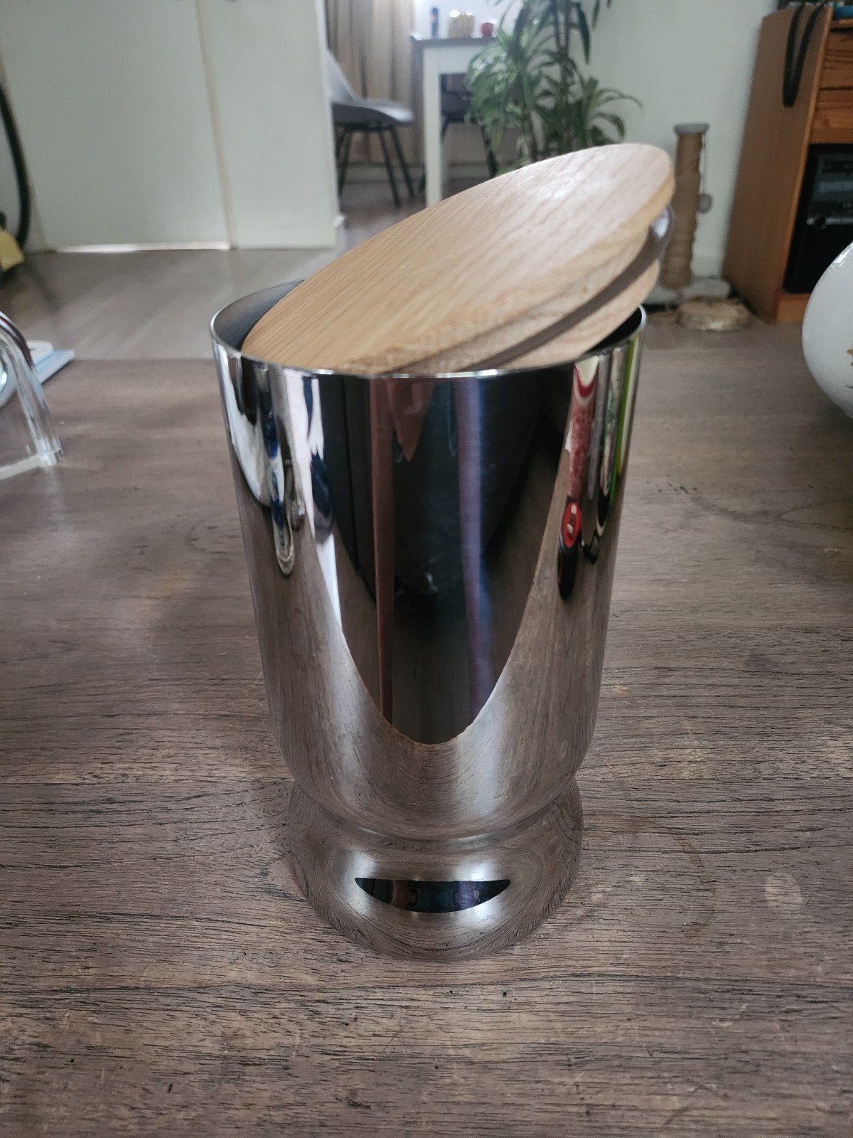 Georg Jensen Roestvrij staal houten dekse, Gebruikt, Zilver, Ophalen of Verzenden, Voorraadpot