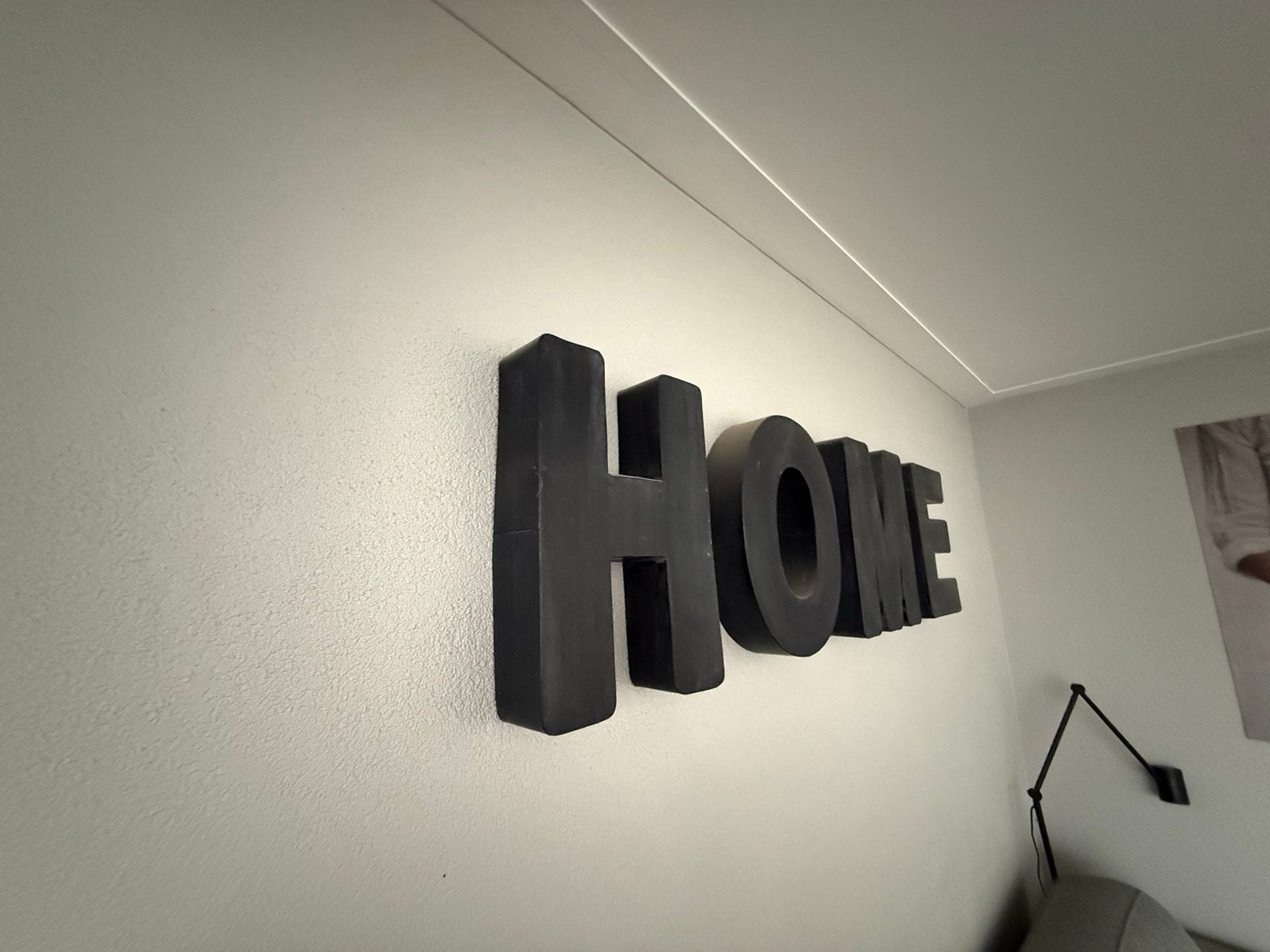 Zinken letters 'HOME' - 40 cm hoog, 30 cm breed, Huis en Inrichting, Ophalen, Gebruikt, Zwart, Metaal