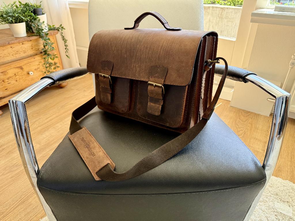 Leren Ruitertassen Jake tas – nette staat, Ophalen, Bruin, Aktetas of Boekentas, 40 tot 50 cm