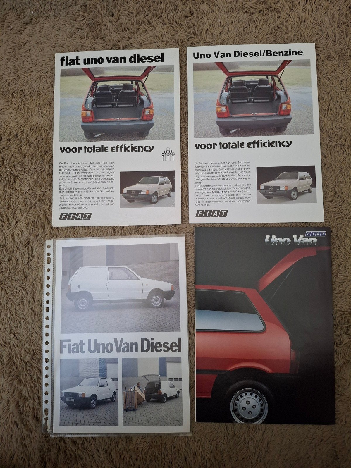 1x autofolder en 3x leaflet Fiat Uno van, Verzenden, Zo goed als nieuw, Overige merken