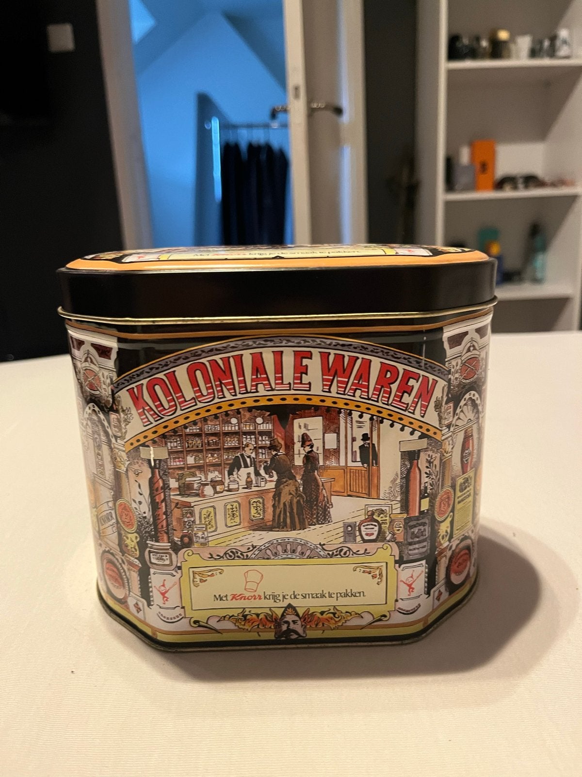 Vintage 'Koloniale Waren' Blikken Trommel, Ophalen of Verzenden