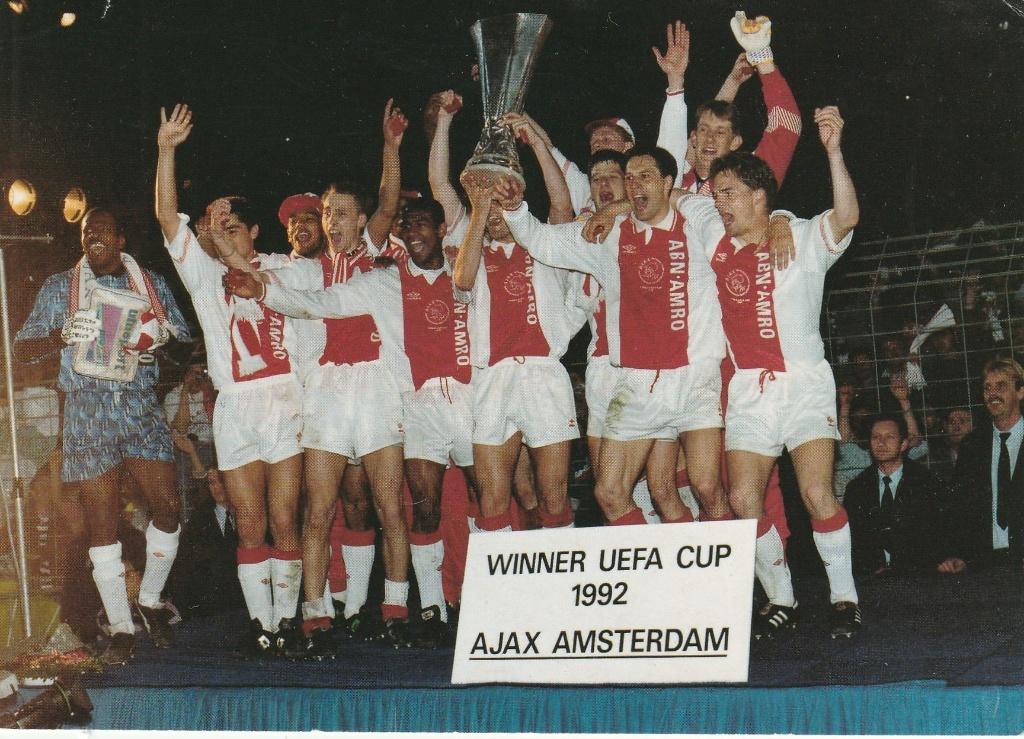 Kaart Ajax Winnaar Uefa Cup 1992, Ophalen of Verzenden, Gebruikt, Ajax, Poster, Plaatje of Sticker