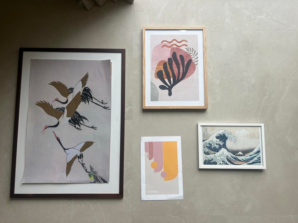 4 kunstprinten Desenio en 3 fotolijsten BGA, Antiek en Kunst, Ophalen of Verzenden