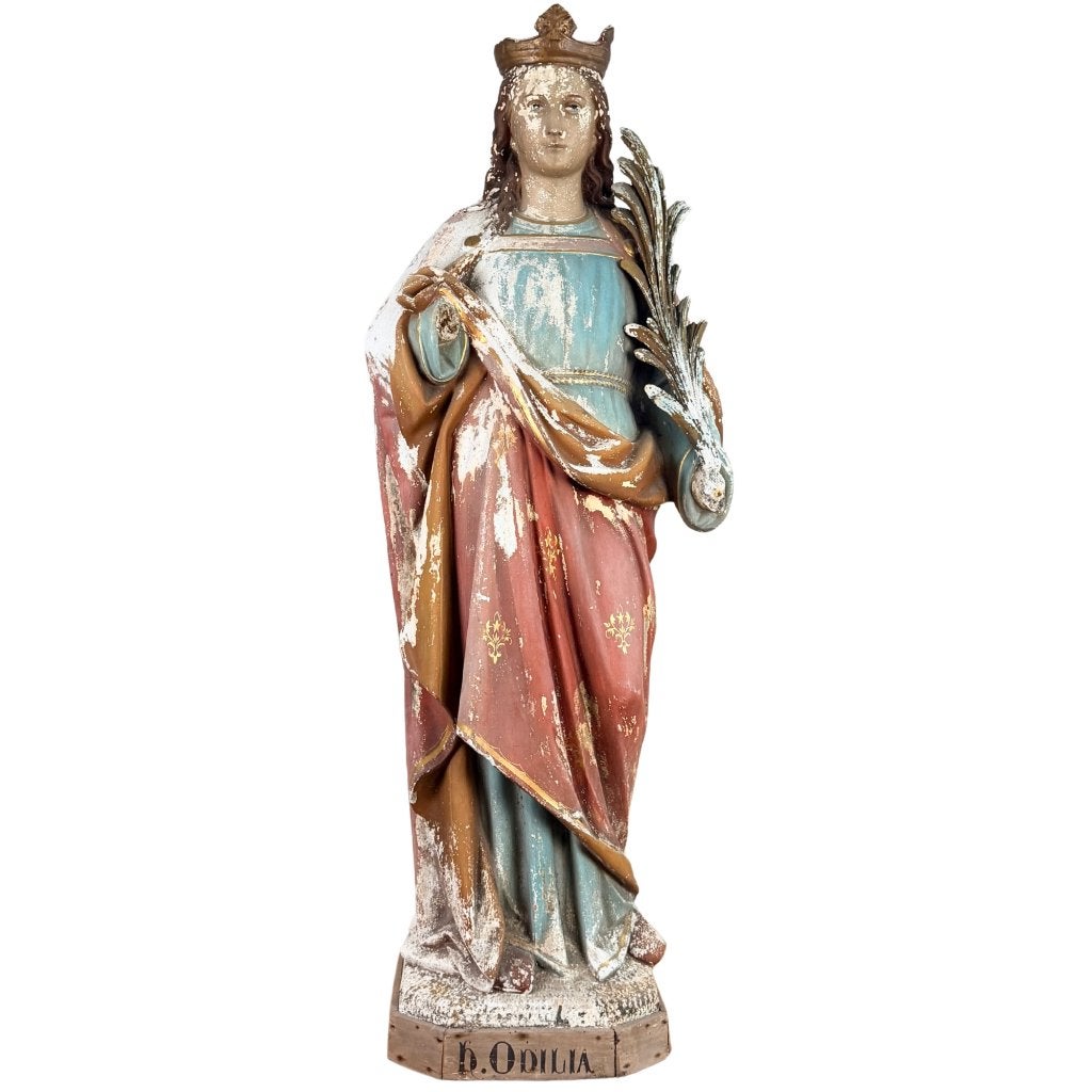 Belgisch houten beeld van de heilige Odilia, ca. 1890–1940., Verzenden