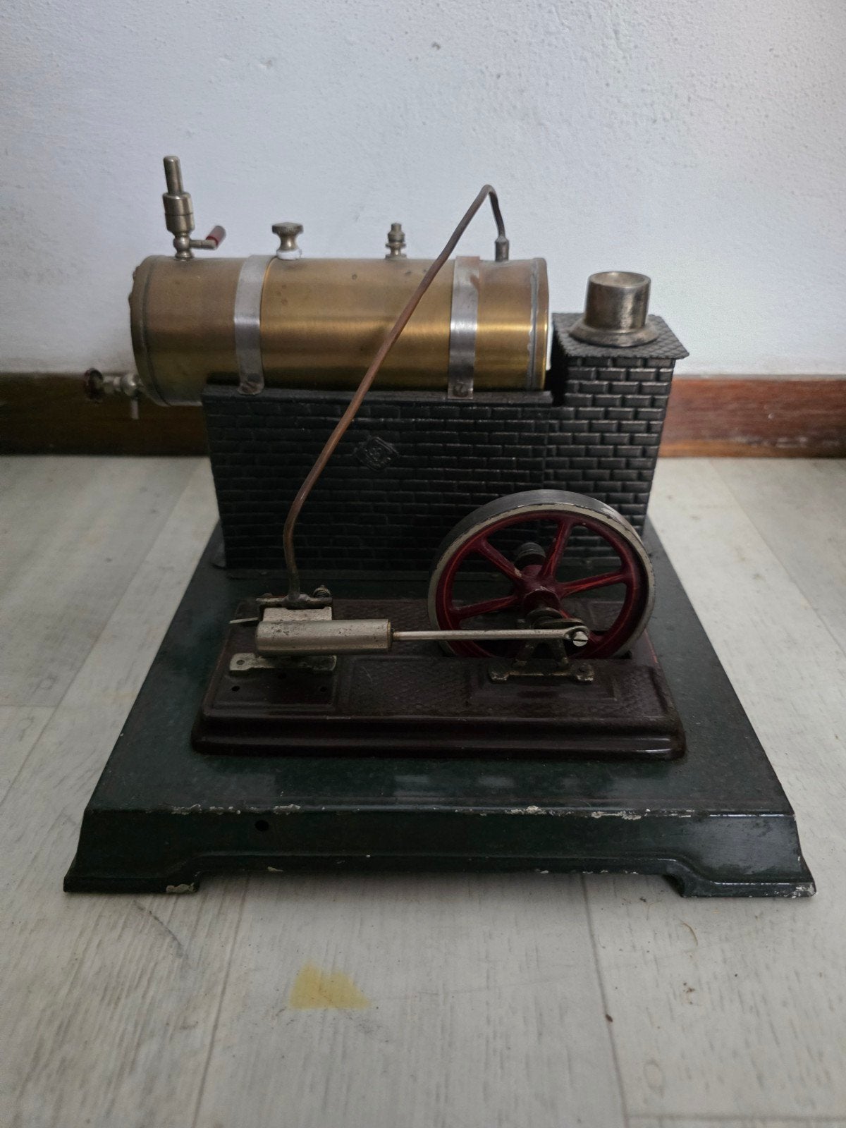 Antieke stoommachine model met vliegwiel, Ophalen of Verzenden, Gebruikt