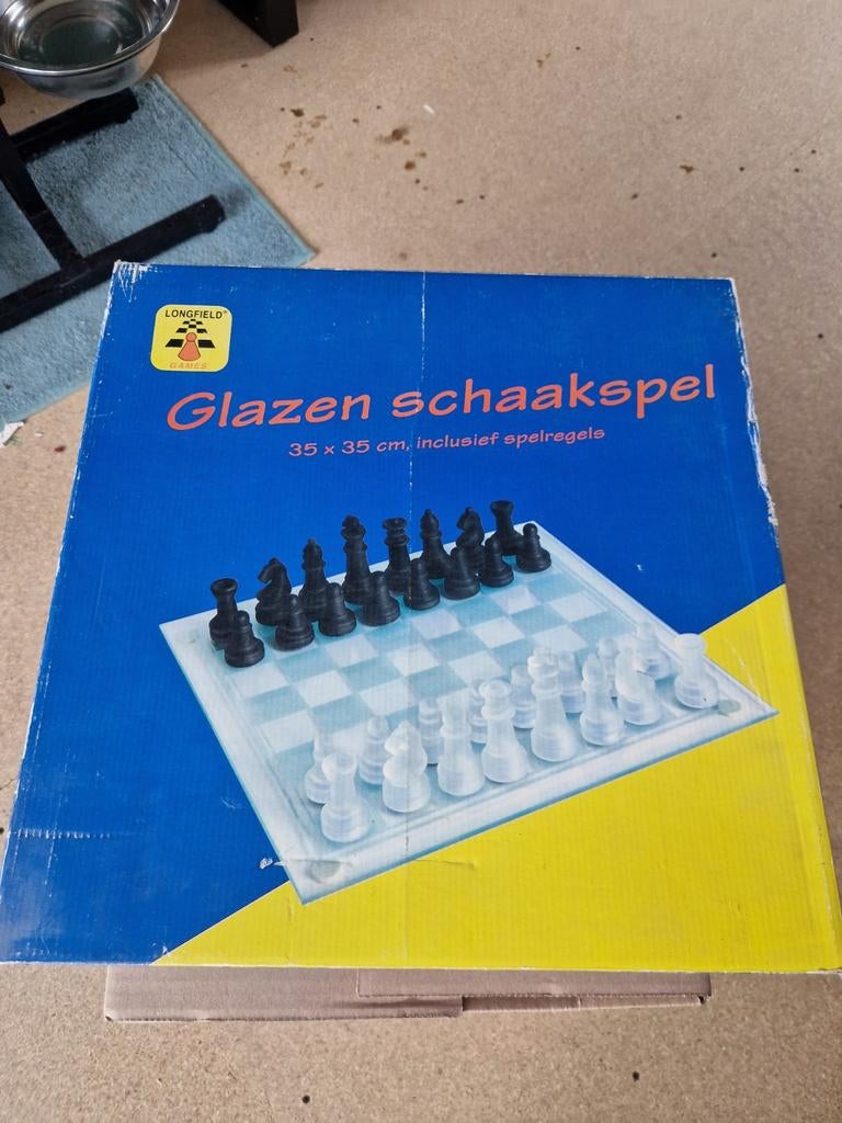 Glazen schaakspel 35 x 35 cm, Ophalen of Verzenden