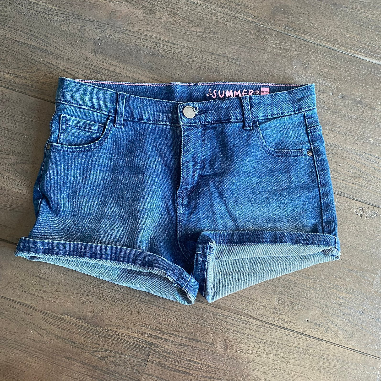 Hema blauwe korte broek maat 158/164, Ophalen of Verzenden, Zo goed als nieuw, Meisje, Broek