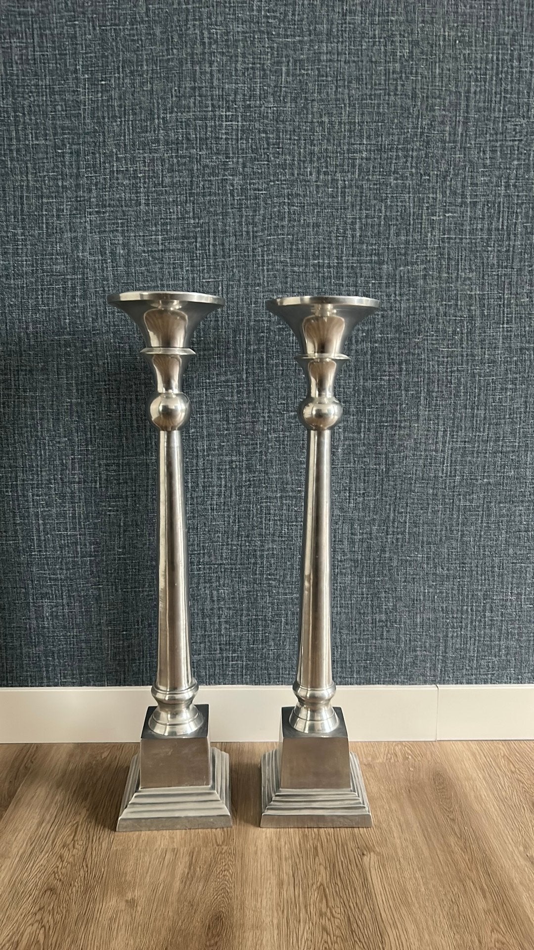 Mooie kwaliteit kandelaar van aluminium 2 stuks, Ophalen, Overige materialen