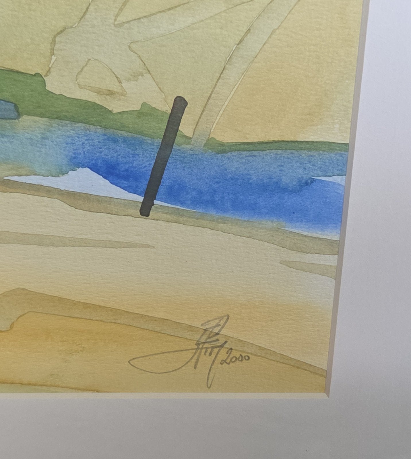 pieter man in t veld aquarel 2000 dorpje, Antiek en Kunst, Kunst | Schilderijen | Modern, Ophalen, Aquarel, Landschap