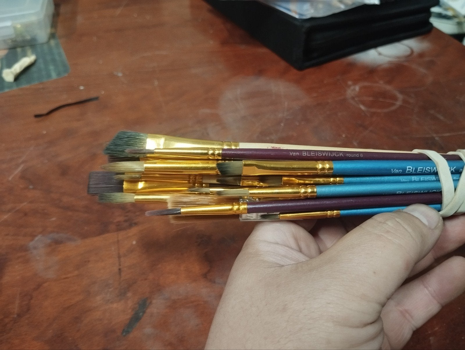 Schilderpenselen set met Van Gogh aquarelverf, Hobby en Vrije tijd, Ophalen of Verzenden, Zo goed als nieuw, Penseel of Kwast