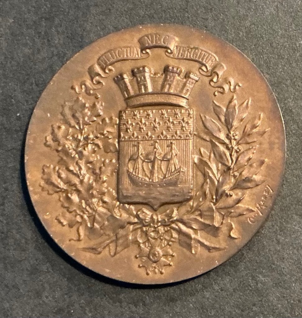 Antieke Bronzen Medaille Stad Parijs, Postzegels en Munten, Ophalen of Verzenden, Brons, Buitenland