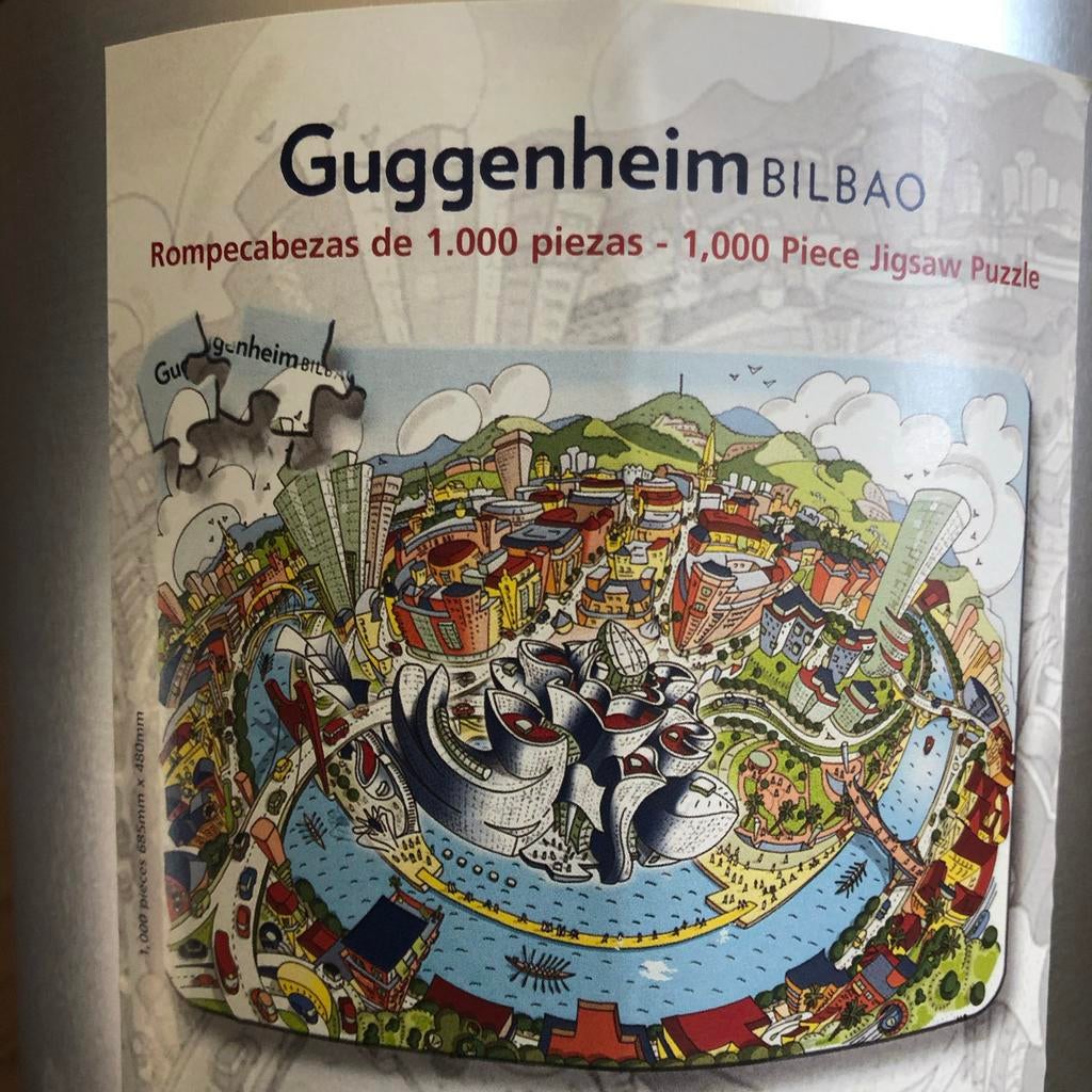 Guggenheim Bilbao 1000 stukjes legpuzzel in blik, Hobby en Vrije tijd, Denksport en Puzzels, Ophalen of Verzenden, 500 t/m 1500 stukjes