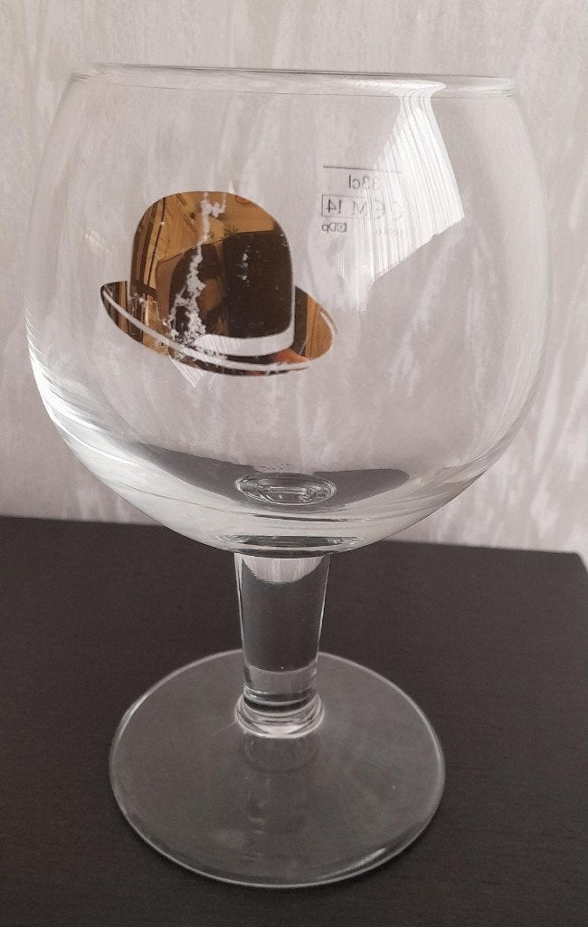 Bierglas met gouden bolhoed opdruk, Ophalen, Gebruikt, Glas of Glazen, Overige merken