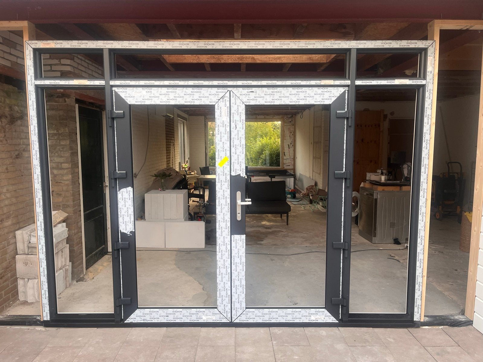 Nieuwe kunststof tuindeuren /kozijn Schüco incl glas, Doe-het-zelf en Verbouw, Ophalen, Kunststof, Deurkozijn, 225 cm of meer