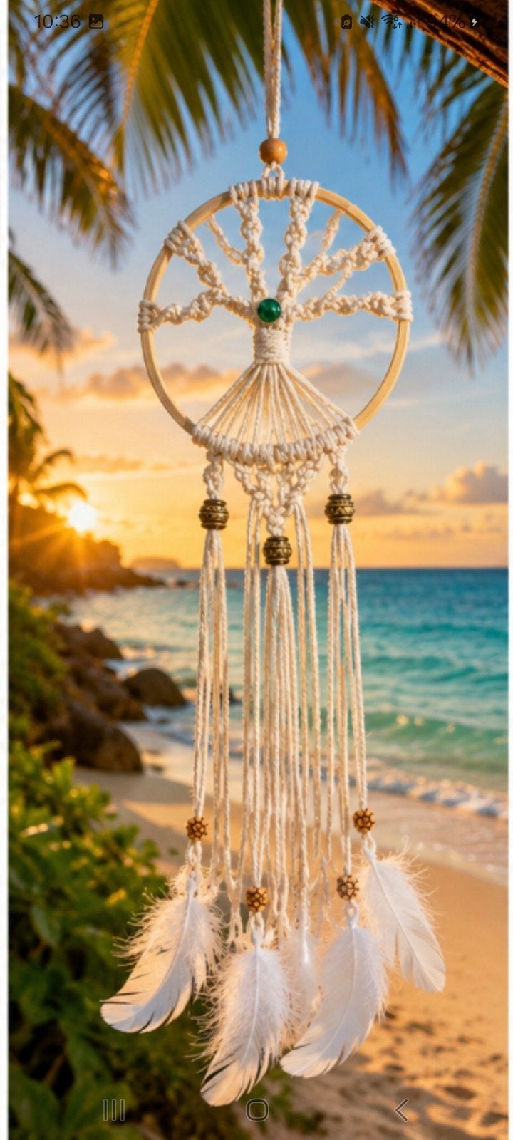 Dromenvanger levensboom macramé 22x105cm, Huis en Inrichting, Woonaccessoires | Overige, Nieuw, Natuurlijk materiaal, Beige, Boho