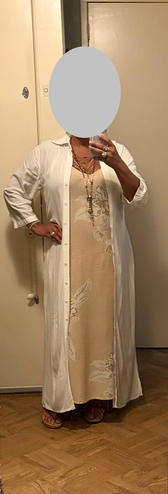 Ibiza mode long blouse dress  ecru xl/xxl viscose, Verzenden, Gedragen, Maat 42/44 (L), Onder de knie