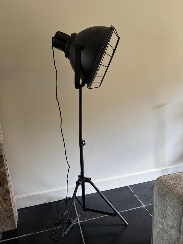 Zwarte Studio Lamp op Statief - Industriële Stijl, Ophalen, Zo goed als nieuw, Metaal, 150 tot 200 cm