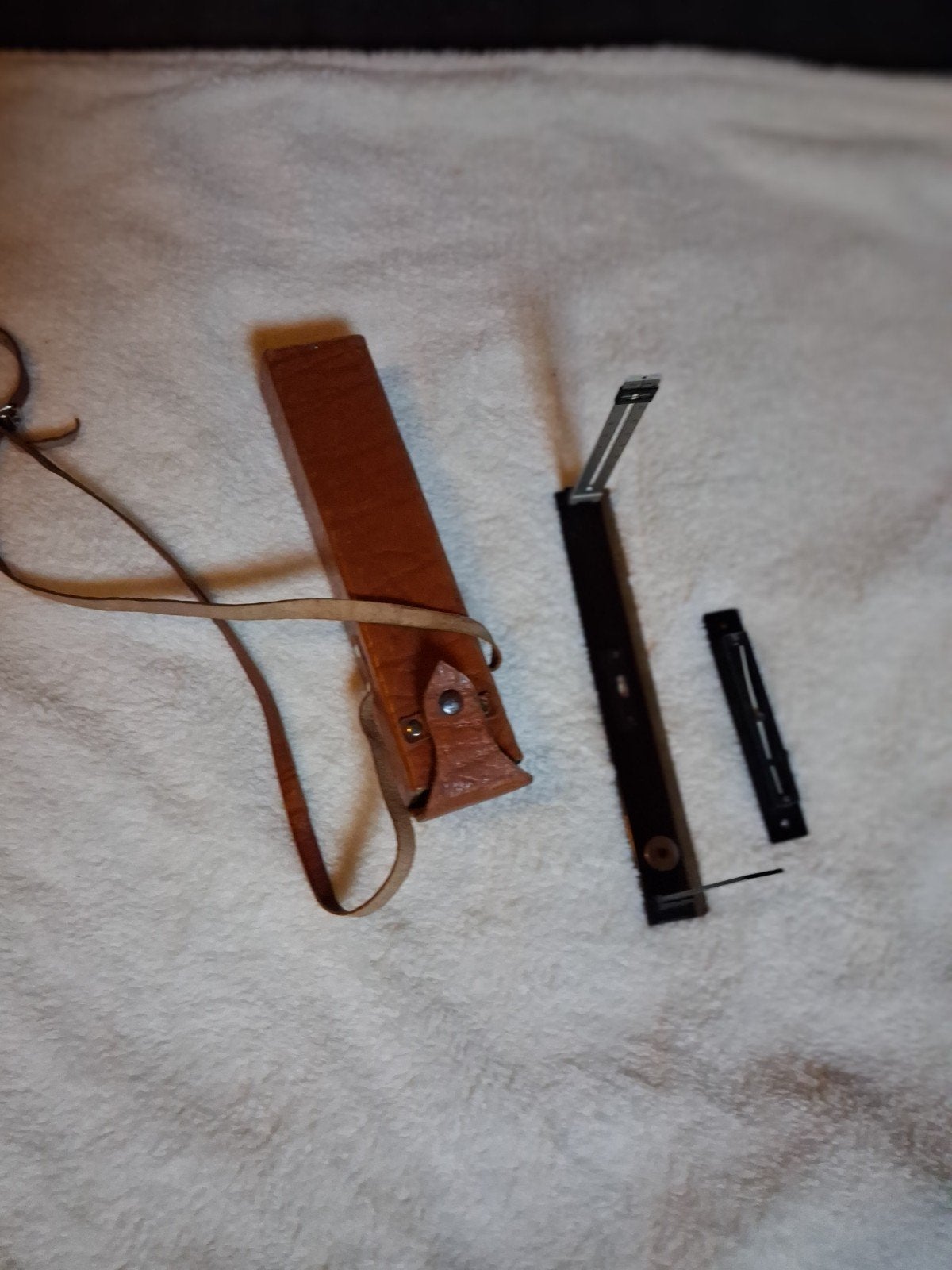 Hellingmeter in leren Etui - landmeetkundige Instrument, Ophalen of Verzenden
