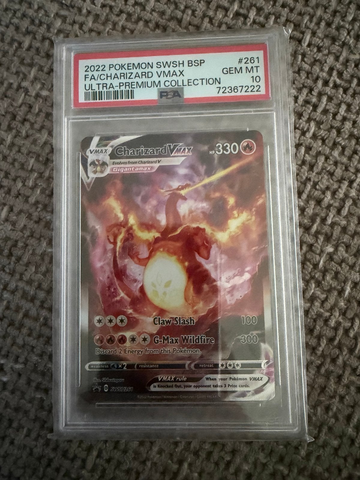 PSA 10 Charizard VMAX #261 Pokémon SWSH BSP Ultra-Premium, Hobby en Vrije tijd, Verzamelkaartspellen | Pokémon, Ophalen of Verzenden