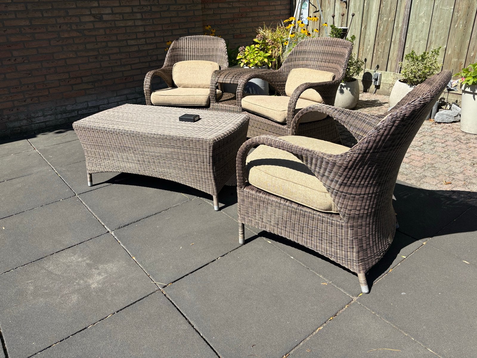 4Sensons Outdoors Rotan Loungeset - Bank, Tafel, Stoel, Tuin en Terras, Ophalen, Rotan, 3 zitplaatsen, Zo goed als nieuw