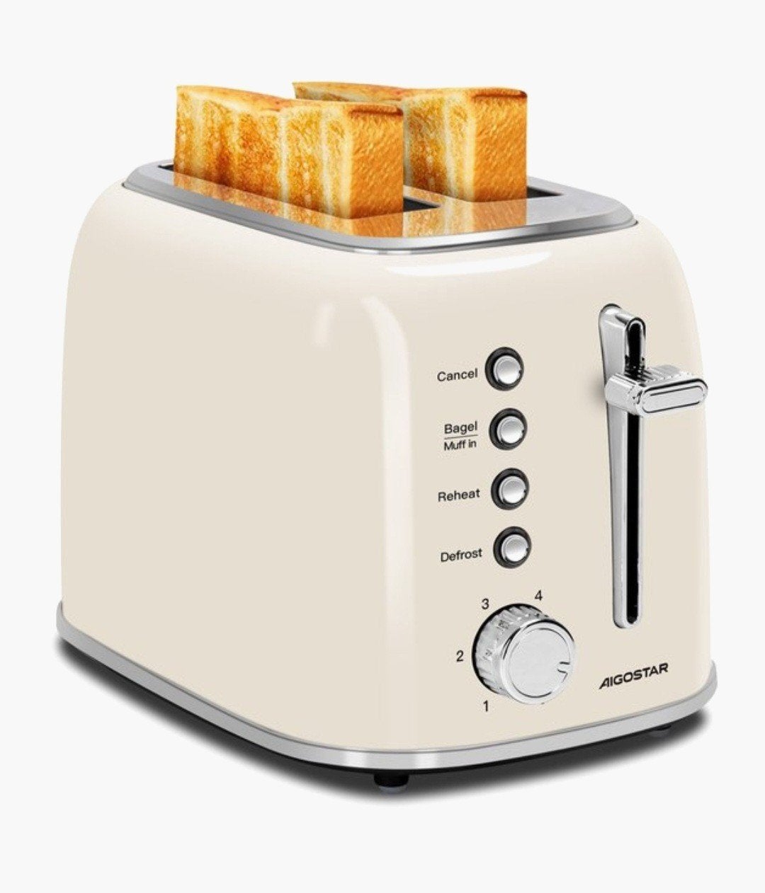 Nieuwe Aigostar Toaster 800W beige broodrooster, Aigostar, Info@aigostar.com, Uitneembare kruimellade, .....