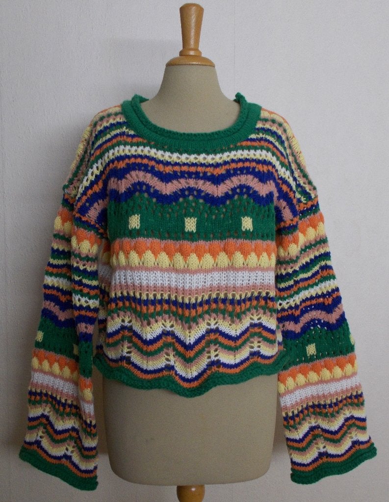 Ibiza/hippie/folklore/bohemian leuke kleurtjes trui! L, Verzenden, Zo goed als nieuw, Maat 42/44 (L), Meerkleurig