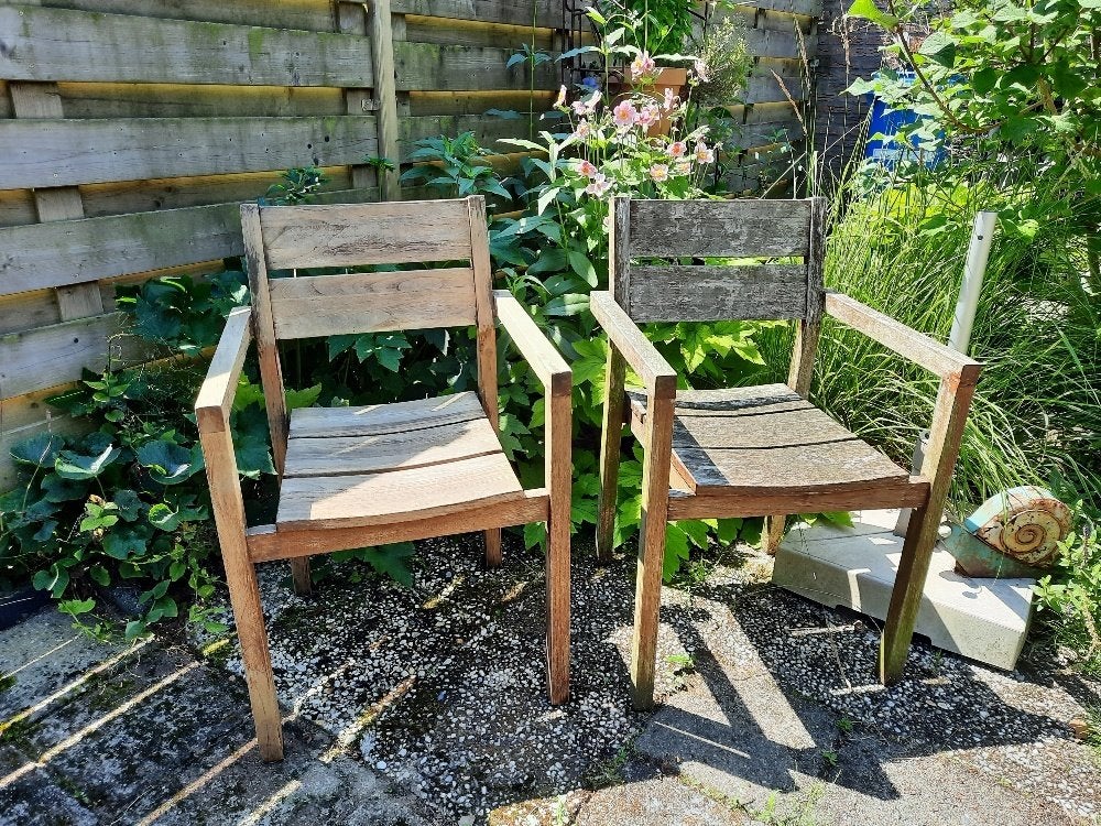 tuinstoelen teak, Ophalen, Gebruikt, Teakhout, Stapelbaar
