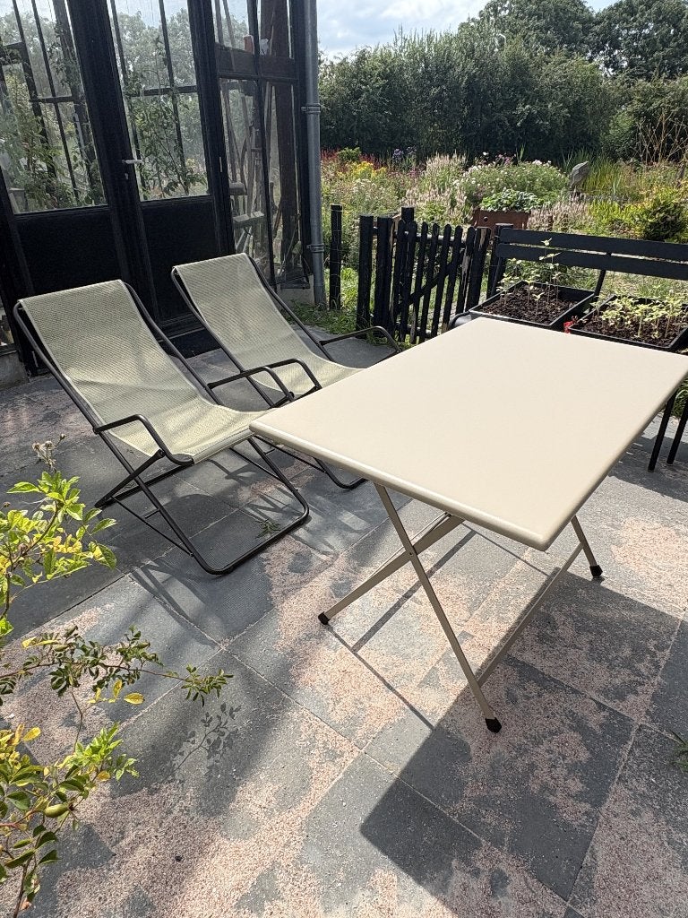 Emu Arc En Ciel tuintafel rechthoek 110x70 Taupe, Ophalen, Zo goed als nieuw, Rechthoekig, Overige materialen