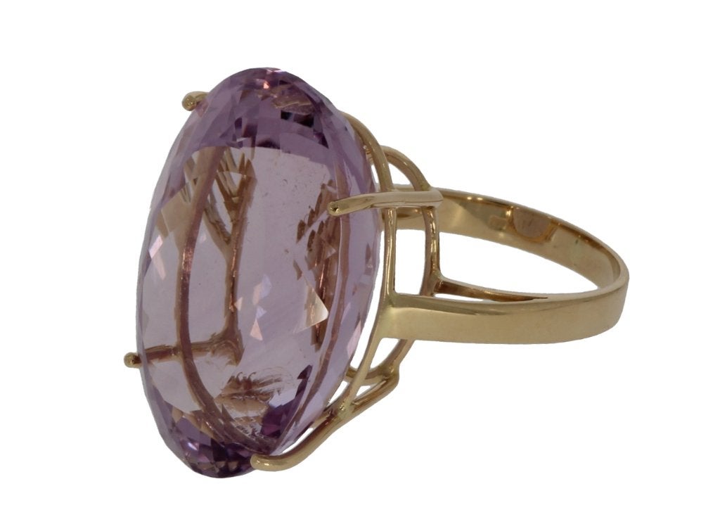 Amethist exclusieve 14k gouden dames ring edelsteen luxe, Voordeelsieraden, Ophalen of Verzenden, Zo goed als nieuw, 17 tot 18