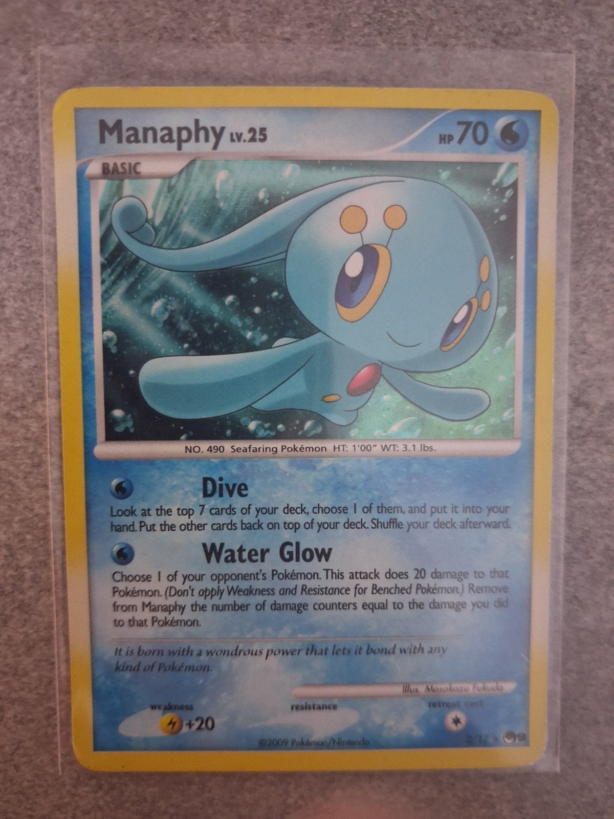 Manaphy 2009 Pokémon kaart 2/17, Ophalen of Verzenden, Gebruikt, Losse kaart
