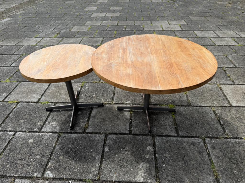 Unieke salon- of bijzettafeltjes, Ophalen, Gebruikt, 50 tot 100 cm, Teakhout