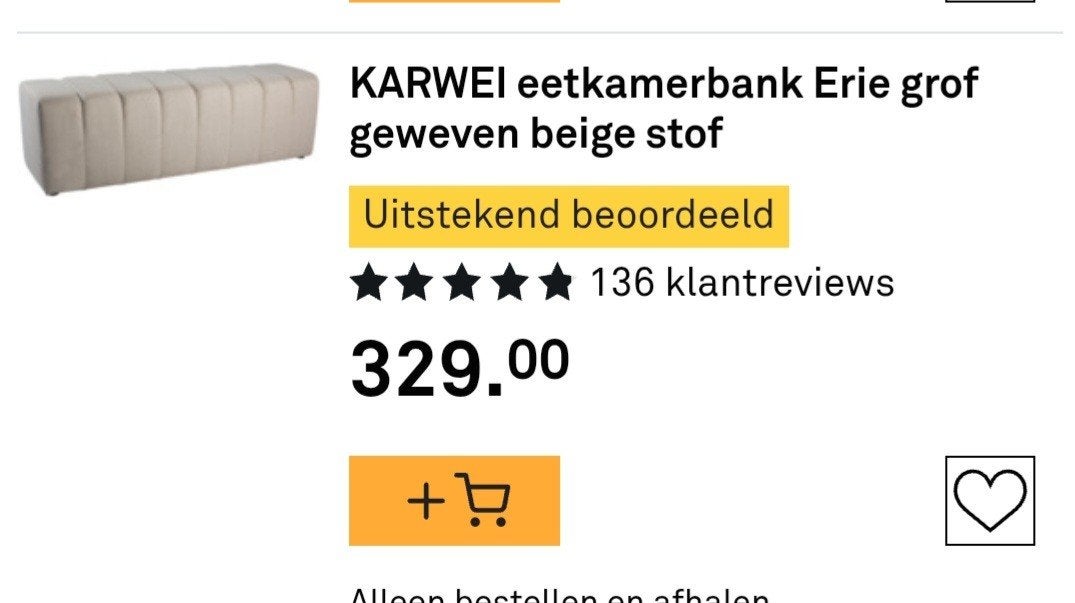 Eetkamerbank/zitbankje, Ophalen of Verzenden, Nieuw
