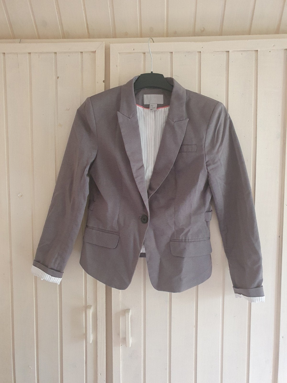 Grijs net blazer colbertje jasje h&m maat 38 m, Maat 38/40 (M), H&M, Ophalen of Verzenden, Zo goed als nieuw