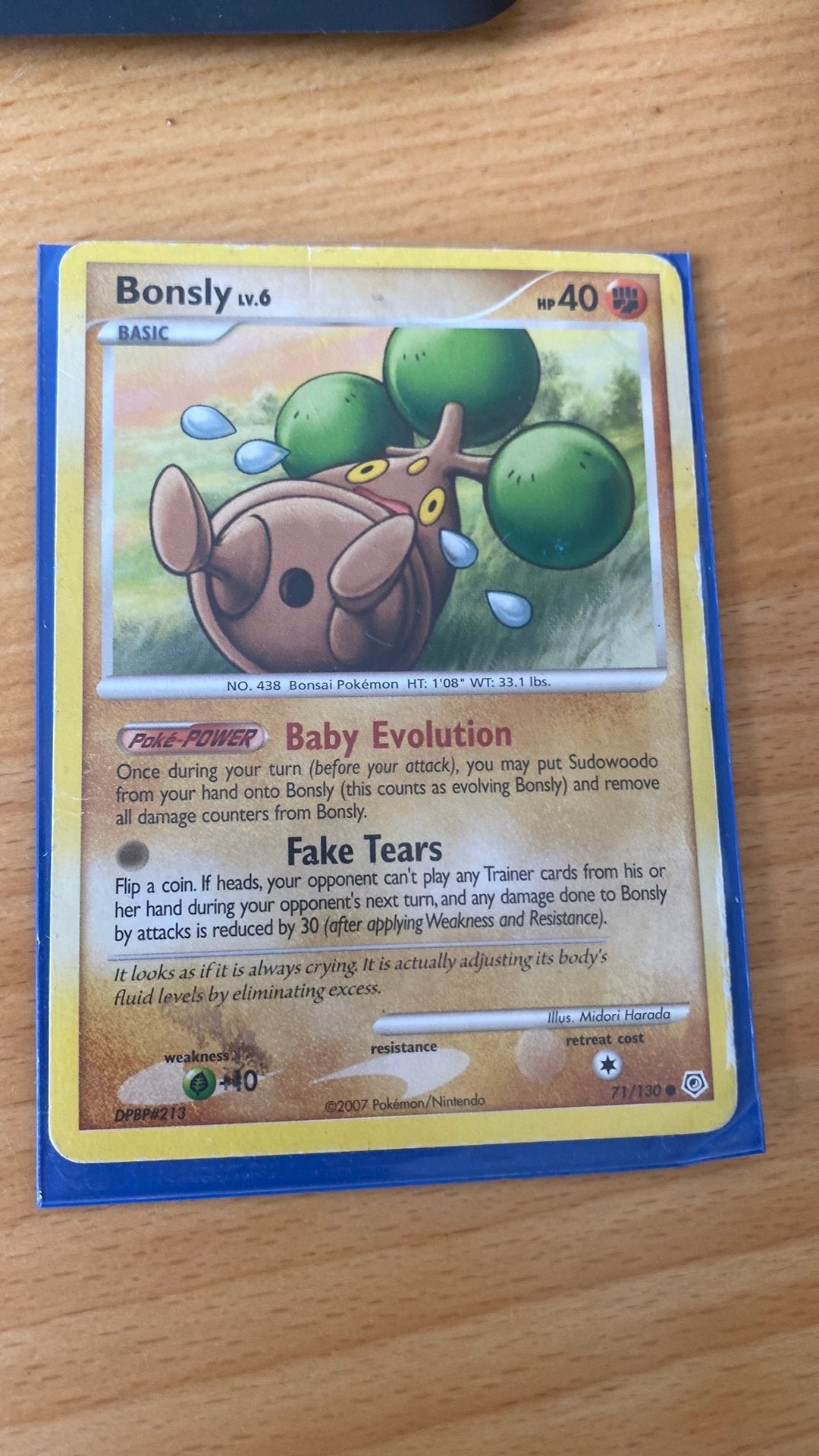 Pokemon bonsly 71/130, Ophalen, Zo goed als nieuw