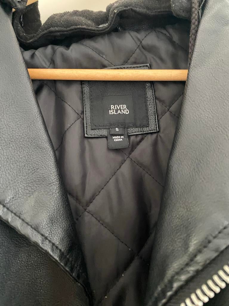 River Island leren jasje maat S, Ophalen, Gedragen, Maat 36 (S), Zwart