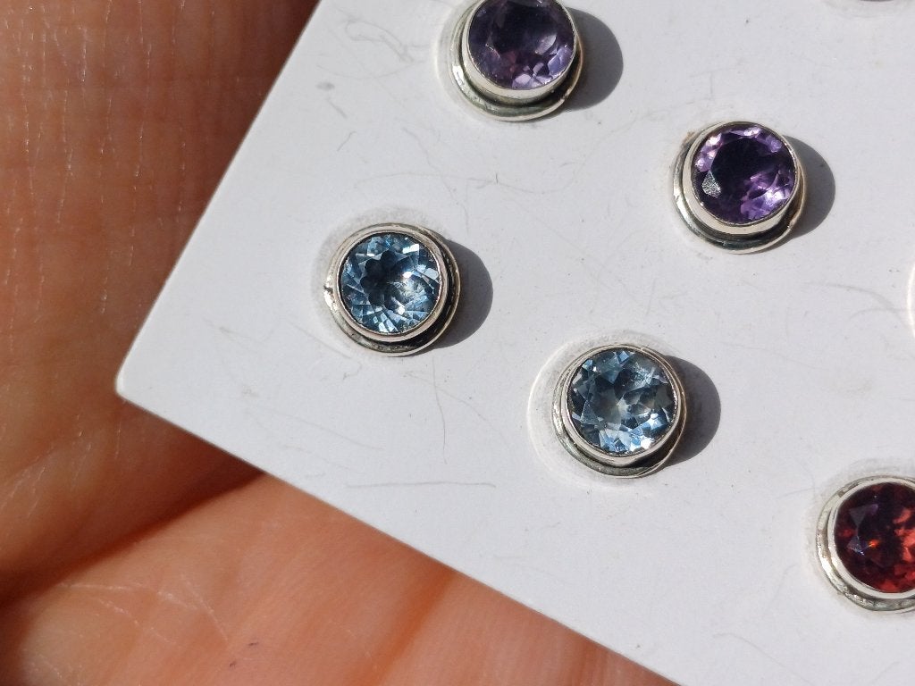 Vanoli - 925 zilveren oorbellen oorknopjes blauwe topaas, Sieraden, Tassen en Uiterlijk, Oorbellen, Vanoli, Blauw, Amsterdam, Nieuw