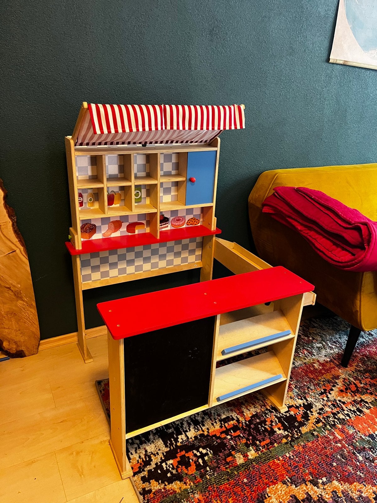 Houten speelgoedwinkel met krijtbord, Kinderen en Baby's, Speelgoed | Overig, Gebruikt, Jongen of Meisje, Ophalen