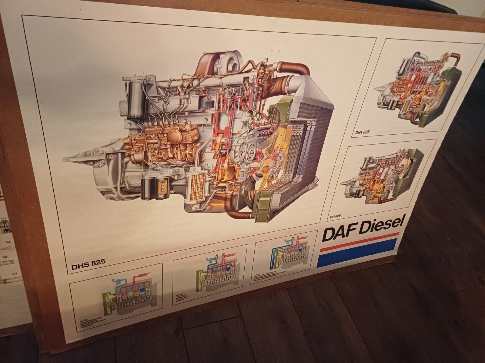 DAF Diesel Motor Schema Poster DHS 825 DHT 825, Ophalen, Zo goed als nieuw, Overige merken, DAF