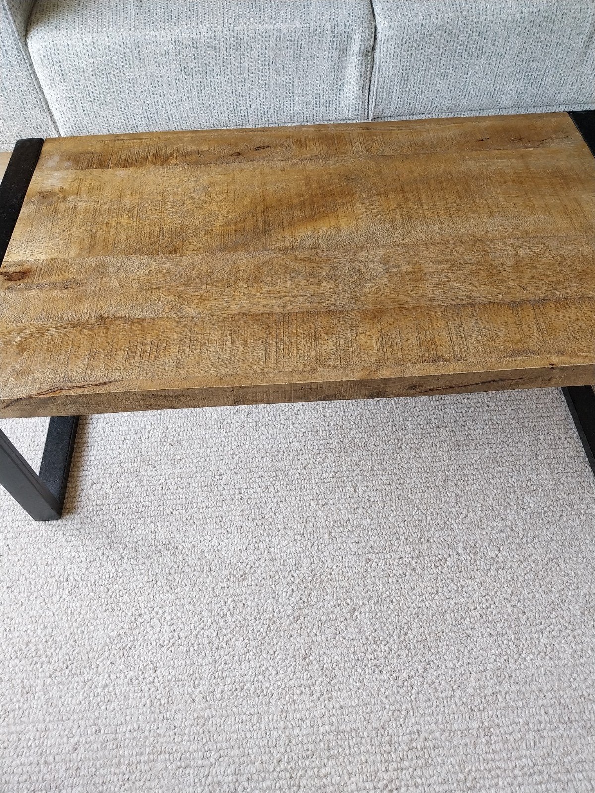 Salontafel van mangohout en metaal, 100 tot 150 cm, Industrieel, Modern, 50 tot 100 cm, Zo goed als nieuw