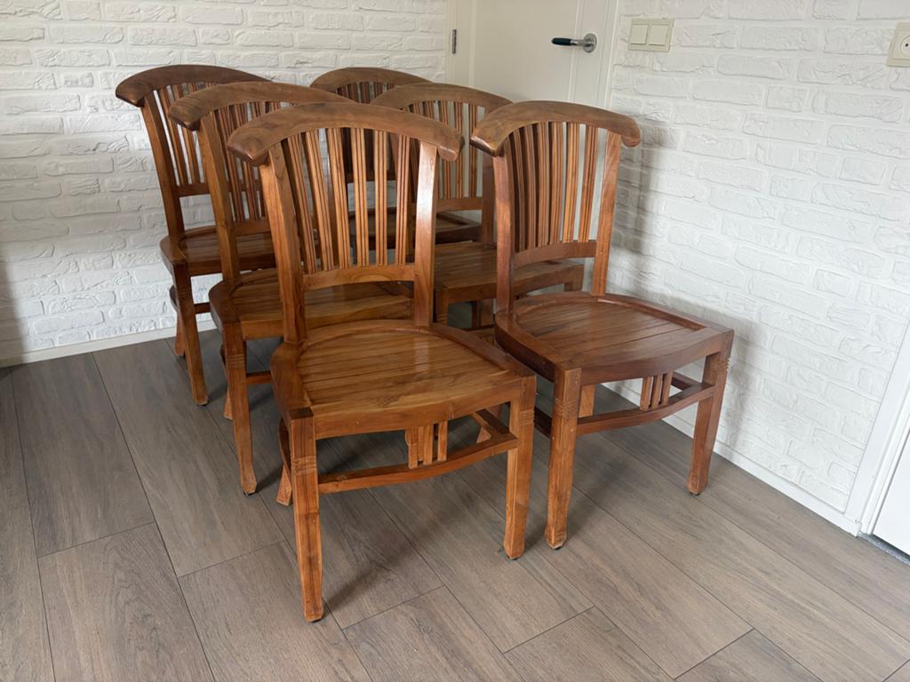 Eetkamerstoelen teakhout, Ophalen, Bruin, Zo goed als nieuw, Vijf, Zes of meer stoelen