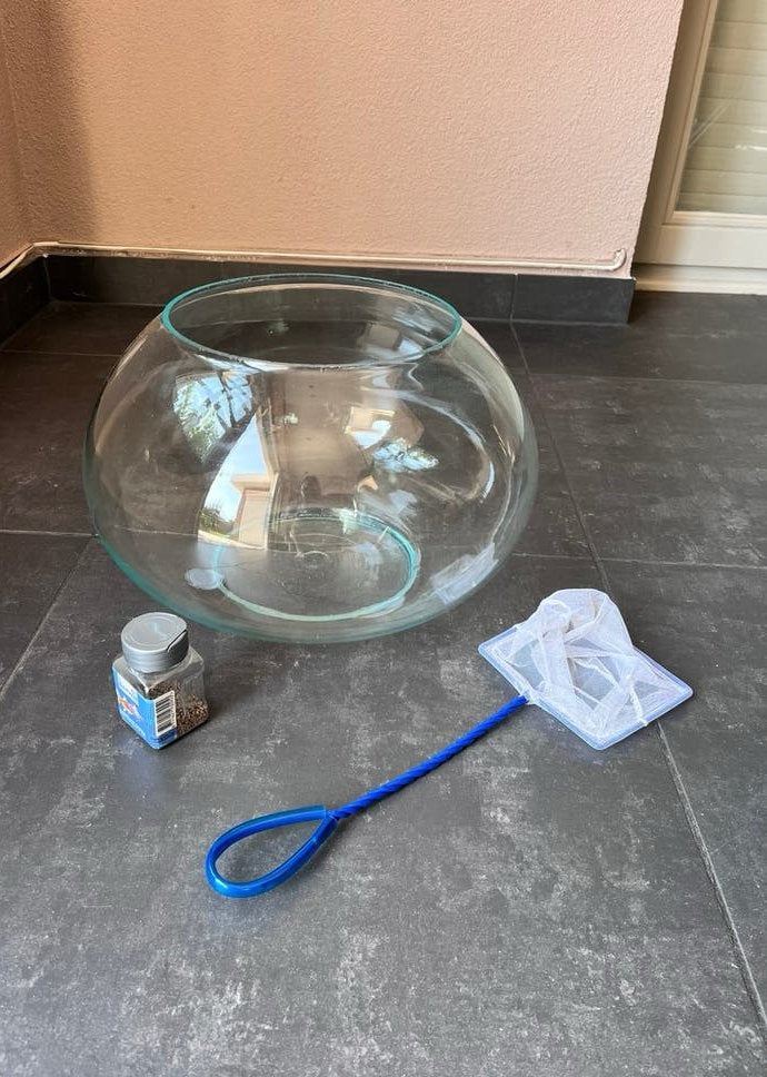 Vissenkom met beetje voer en netje, Ophalen, Gebruikt, Overige typen