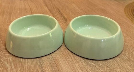 Voerbakjes katten pastel groen antislip, Dieren en Toebehoren, Ophalen of Verzenden, Zo goed als nieuw