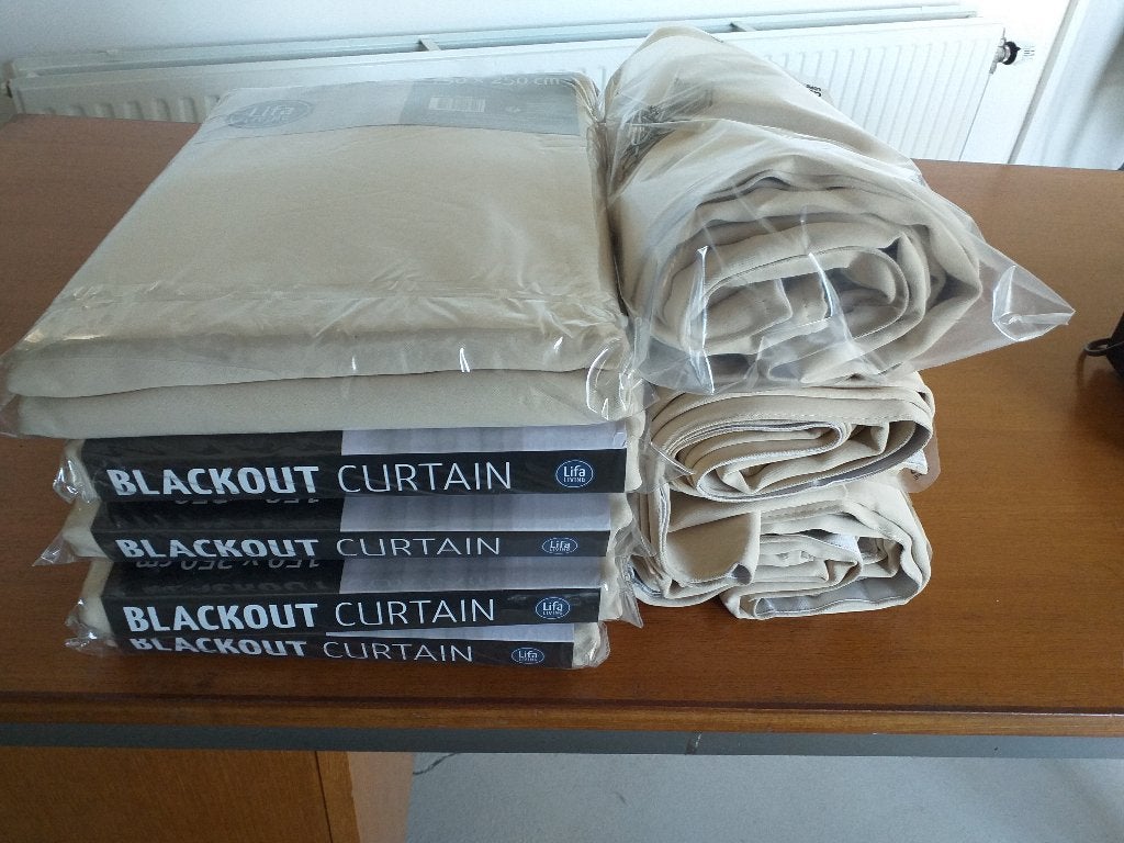 verduistende gordijnen Lifa Living 150 x 250 cm x 8 stuks, Huis en Inrichting, Ophalen, Beige, Nieuw, Gordijn