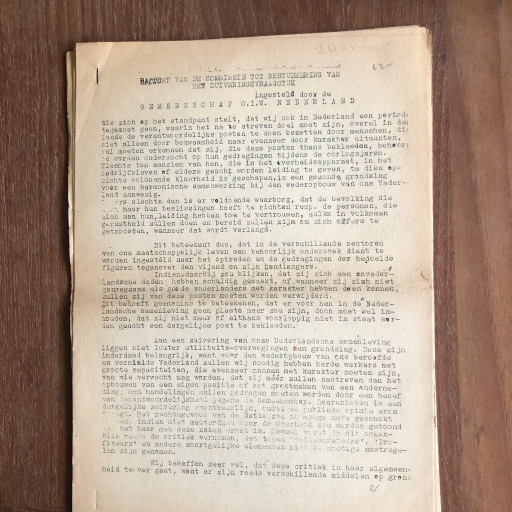24-01-1945 Rapport over de aanpak van de zuiveringen door, Verzenden, Nederland, Overige typen