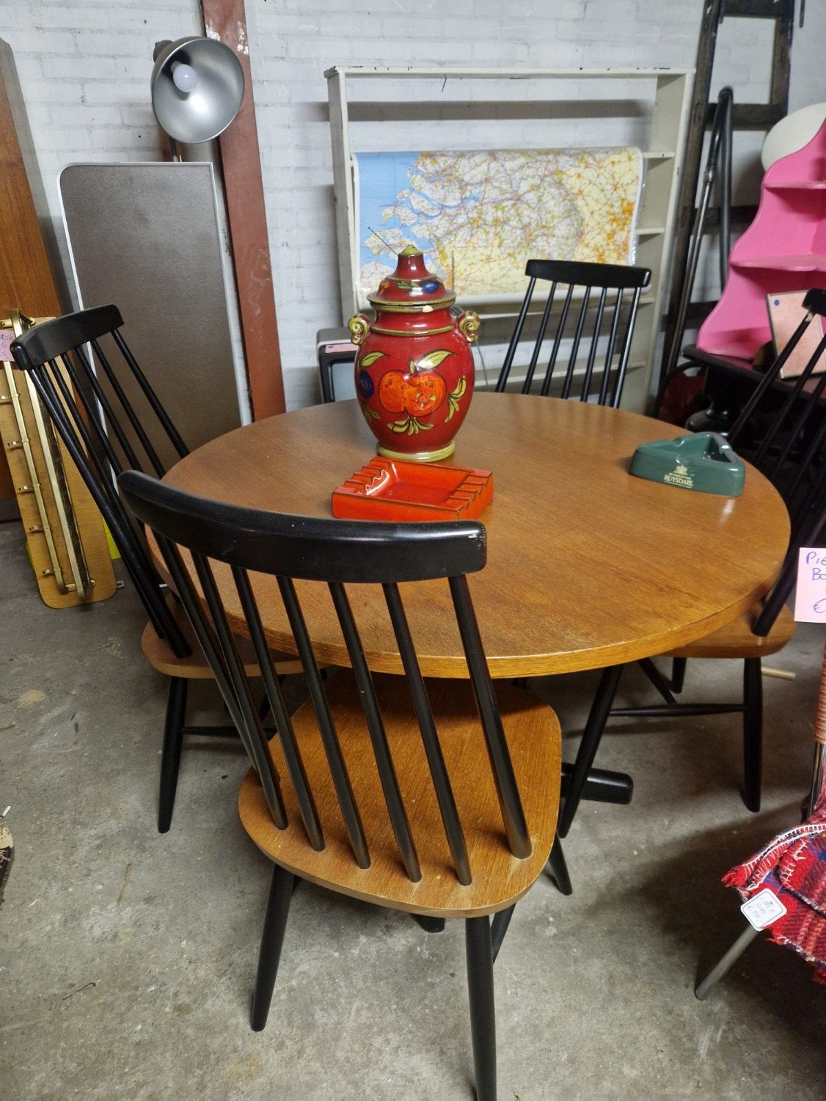 Vintage Fins Design Eethoek - Tafel met 4 Stoelen, Ophalen of Verzenden